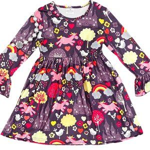 Little Girl Toddler Kids Ruffle Unicorn Horse Rainbow Easter Summer Girl Dress